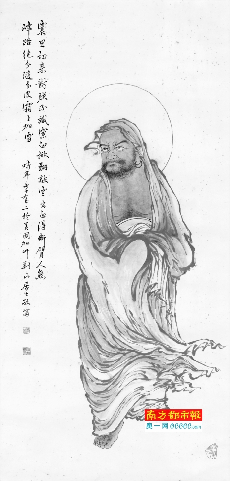 《达摩,1995年,纸本,100cm×47cm.